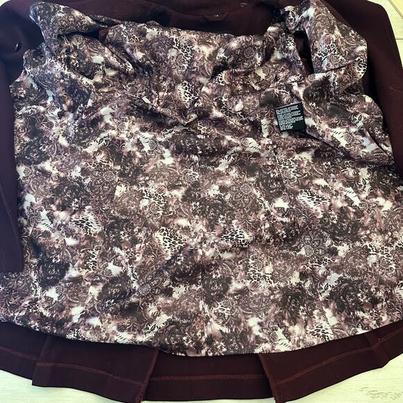 Guess Women's Pleated Wool Blend Flared Coat Burgundy Size Large - Picture 8 of 14